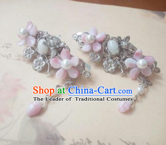 Traditional Handmade Chinese Ancient Classical Hanfu Hair Accessories Pink Princess Palace Lady Hairpins Hair Stick for Women