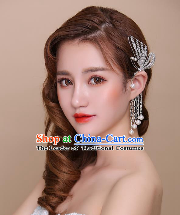 Top Grade Handmade Classical Hair Accessories Baroque Tassel Earrings, Princess Crystal Beads Butterfly Eardrop for Women