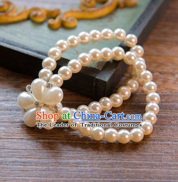 Top Grade Handmade Classical Jewelry Accessories Wedding Pearls Bracelets Bride Pearls Chain Bracelet for Women