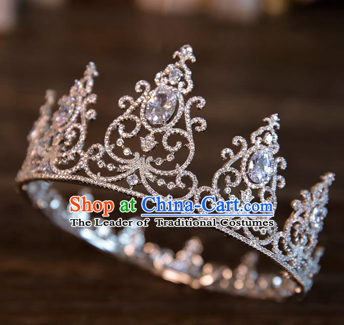 Top Grade Handmade Classical Hair Accessories Baroque Style Princess Crystal Hair Clasp Zircon Royal Crown Headwear for Women