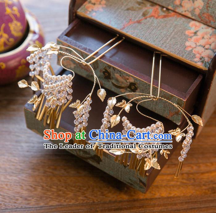 Aisan Chinese Handmade Classical Hair Accessories Tassel Step Shake, China Xiuhe Suit Hairpins Wedding Headwear for Women