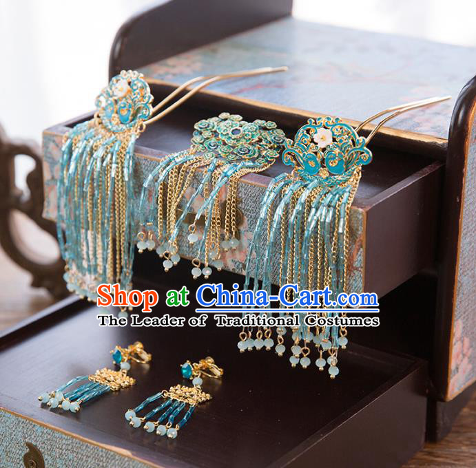 Chinese Handmade Classical Hair Accessories Cloisonne Step Shake Complete Set, China Xiuhe Suit Hairpins Wedding Headwear for Women