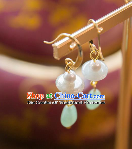 Aisan Chinese Handmade Classical Accessories Hanfu Green Jade Earrings Wedding Headwear for Women