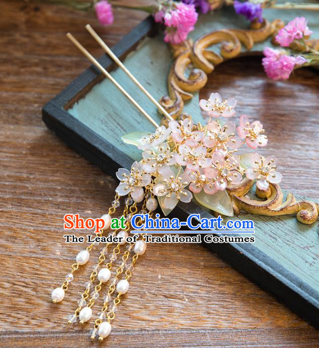 Chinese Handmade Classical Ancient Costume Hair Accessories Hanfu Tassel Hair Clip, China Bride Xiuhe Suit Hairpins Headwear Complete Set for Women