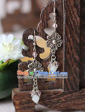 Chinese Handmade Classical Accessories Hanfu Earrings, China Xiuhe Suit Wedding Crystal Tassel Eardrop for Women