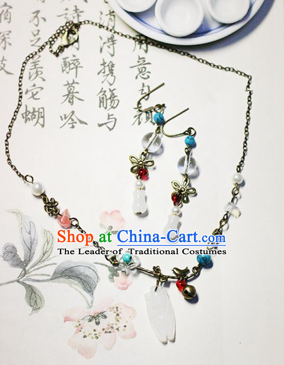 Chinese Handmade Classical Accessories Hanfu Necklace and Earrings for Women