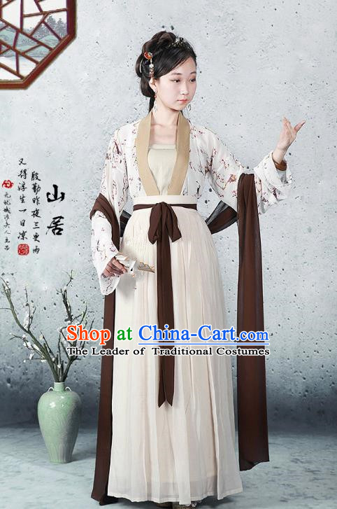 Traditional Ancient Chinese Song Dynasty Young Lady Costume, Chinese Hanfu Princess Dress for Women