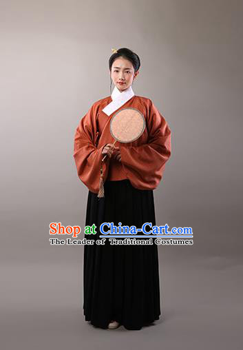 Traditional Chinese Ancient Hanfu Princess Costume, Asian China Ming Dynasty Dowager Embroidered Silk Blouse and Skirts for Women