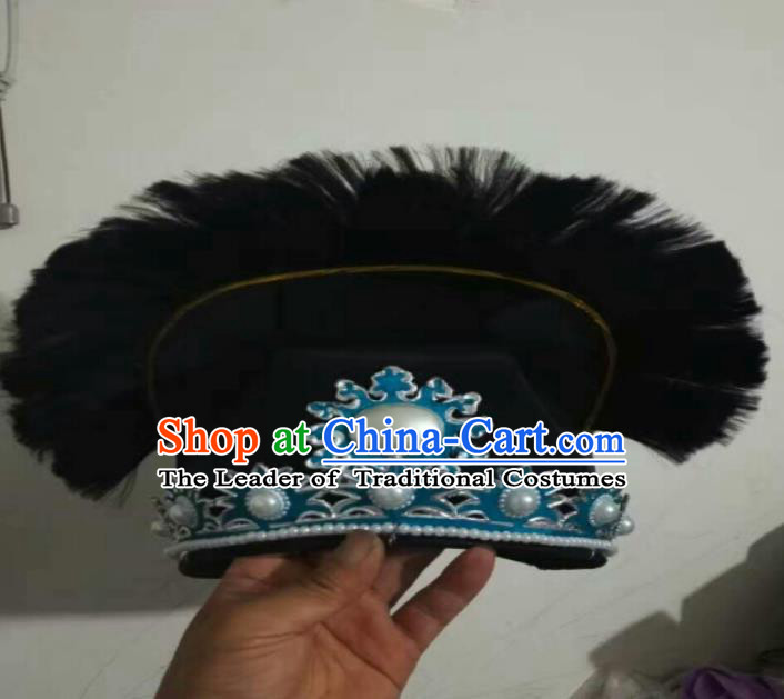 Traditional Chinese Peking Opera Old Men Black Hats, China Ancient Beijing Opera Ministry Councillor Headwear for Men