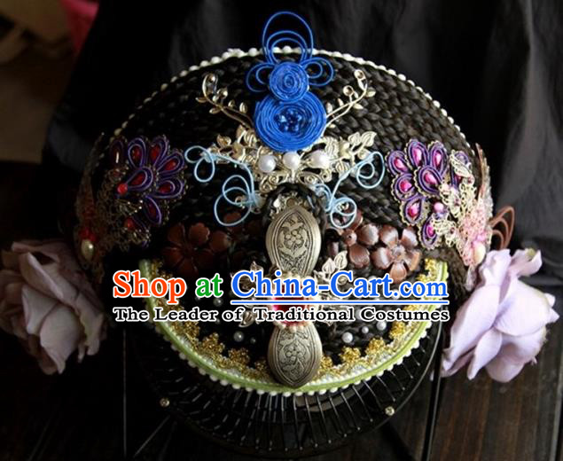 Traditional Handmade Chinese Qing Dynasty Manchu Lady Hair Accessories, China Ancient Imperial Concubine Hairpins Headwear for Women