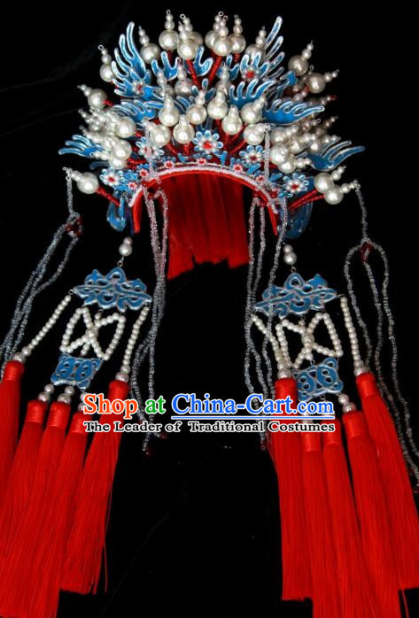 Traditional Handmade Chinese Ming Dynasty Bride Hair Accessories Tassel Phoenix Coronet, China Ancient Palace Lady Wedding Headwear