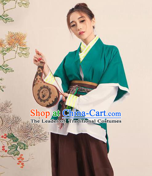 Traditional Ancient Chinese Swordswoman Costume, Asian Chinese Han Dynasty Manservant Clothing for Women