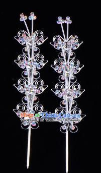 Traditional Beijing Opera Diva Hair Accessories Crystal Butterfly Head Ornaments Hairpins, Ancient Chinese Peking Opera Hua Tan Hair Stick Headwear