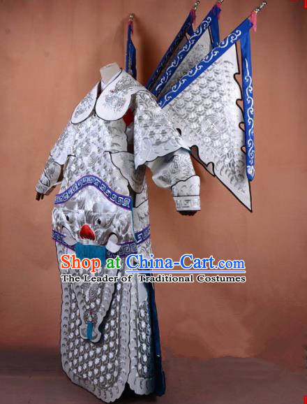 Top Grade Professional Beijing Opera General Costume Embroidered Clothing, Traditional Ancient Chinese Peking Opera Military Officer Embroidery Robe Clothing