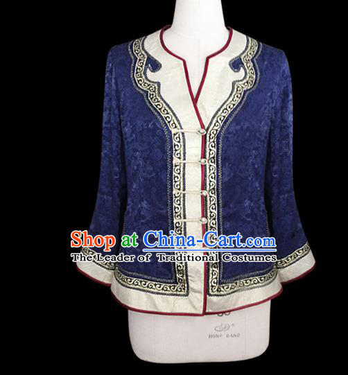 Traditional Chinese Mongol Nationality Dance Costume Mongolian Clothing, Chinese Mongolian Minority Nationality Young Lady Embroidery Blouse for Women