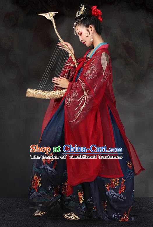 Traditional Chinese Ancient Imperial Concubine Costume Embroidered Wide Sleeve Cardigan for Women