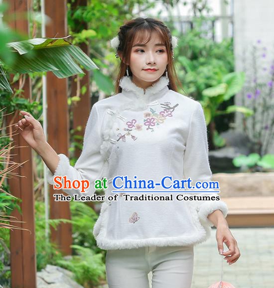 Traditional Chinese National Costume Hanfu Embroidery Blouse, China Tang Suit Cheongsam Upper Outer Garment Shirt for Women