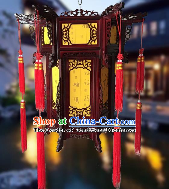 Traditional Chinese Handmade Yellow Sheepskin Lantern Classical Palace Lantern China Wood Carving Ceiling Palace Lamp