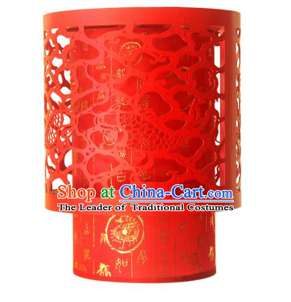 Traditional Chinese Handmade Wood Carving Red Ceiling Lantern Classical Palace Lantern China Palace Lamp