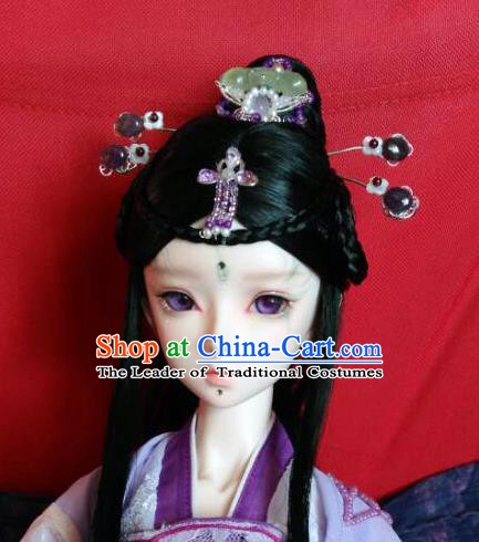 Traditional Handmade Chinese Ancient Classical Hair Accessories Hairpins and Wig Complete Set for Women