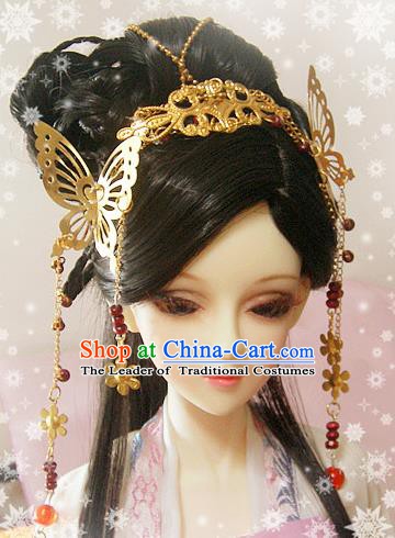 Traditional Handmade Chinese Ancient Tang Dynasty Princess Hair Accessories Hairpins and Wig Sheath for Women