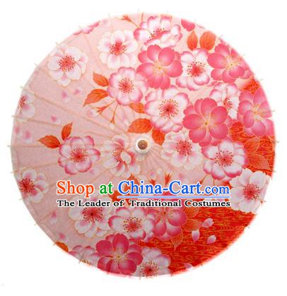Asian China Dance Umbrella Handmade Classical Printing Flowers Oil-paper Umbrellas Stage Performance Pink Umbrella