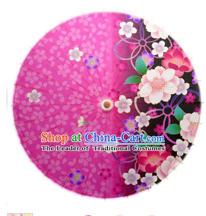 Asian China Dance Umbrella Handmade Classical Printing Flowers Oil-paper Umbrellas Stage Performance Rosy Umbrella