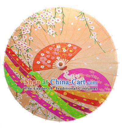 Asian China Dance Umbrella Handmade Classical Printing Flowers Yellow Oil-paper Umbrellas Stage Performance Umbrella
