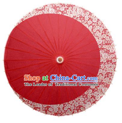Asian China Dance Umbrella Stage Performance Umbrella Handmade Printing Flowers Red Oil-paper Umbrellas