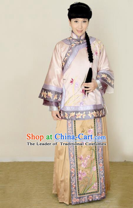 Traditional Chinese Ancient Qing Dynasty Embroidered Xiuhe Suit Young Mistress Costume