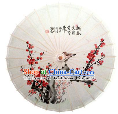 Asian China Dance Handmade Umbrella Printing Winter Plum Blossom Oil-paper Umbrella Stage Performance Props Umbrellas