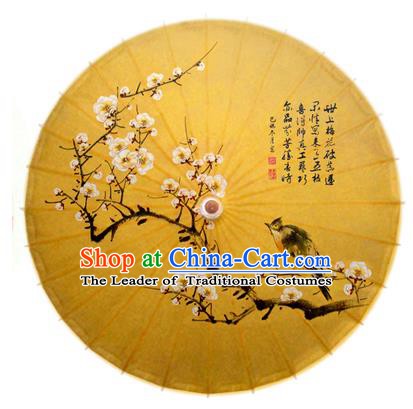 China Traditional Dance Handmade Umbrella Painting Bird Plum Blossom Oil-paper Umbrella Stage Performance Props Umbrellas