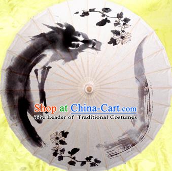 China Traditional Dance Handmade Umbrella Painting Chrysanthemum Oil-paper Umbrella Stage Performance Props Umbrellas