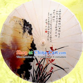 China Traditional Dance Handmade Umbrella Painting Orchid Oil-paper Umbrella Stage Performance Props Umbrellas