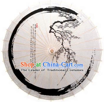 China Traditional Dance Handmade Umbrella Ink Printing Wintersweet Oil-paper Umbrella Stage Performance Props Umbrellas