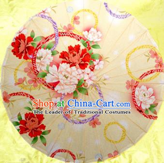China Traditional Dance Handmade Umbrella Painting Peony Flowers Oil-paper Umbrella Stage Performance Props Umbrellas