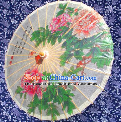Handmade China Traditional Dance Painting Peony Umbrella Oil-paper Umbrella Stage Performance Props Umbrellas