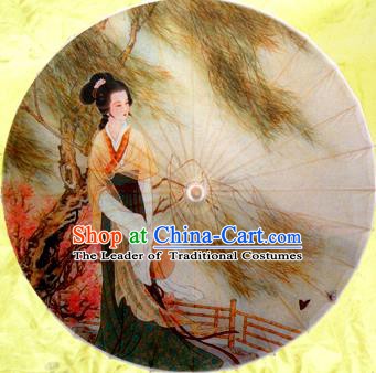Handmade China Traditional Dance Painting Ancient Beauty Umbrella Oil-paper Umbrella Stage Performance Props Umbrellas