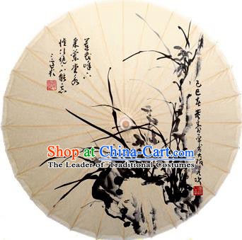 Handmade China Traditional Folk Dance Umbrella Painting Orchid Oil-paper Umbrella Stage Performance Props Umbrellas