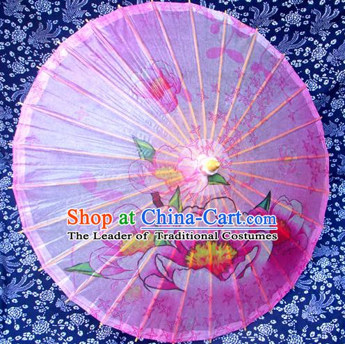 China Traditional Dance Handmade Umbrella Printing Pink Oil-paper Umbrella Stage Performance Props Umbrellas