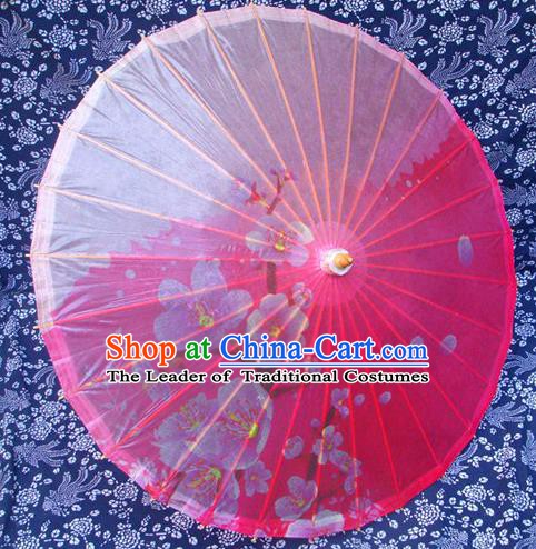 Handmade China Traditional Dance Umbrella Classical Printing Flowers Pink Oil-paper Umbrella Stage Performance Props Umbrellas