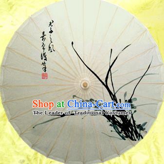 Handmade China Traditional Dance Umbrella Classical Ink Painting Orchid Oil-paper Umbrella Stage Performance Props Umbrellas