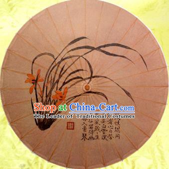 Handmade China Traditional Dance Umbrella Classical Painting Orchid Oil-paper Umbrella Stage Performance Props Umbrellas