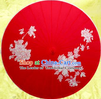 Handmade China Traditional Dance Wedding Umbrella Printing Peony Wedding Red Oil-paper Umbrella Stage Performance Props Umbrellas