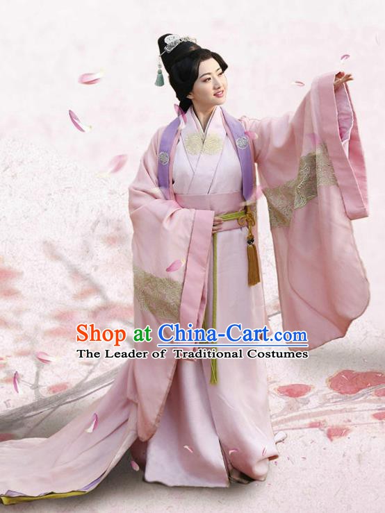 Traditional Chinese Ancient Han Dynasty Palace Lady Princess Embroidered Dress Costume for Women