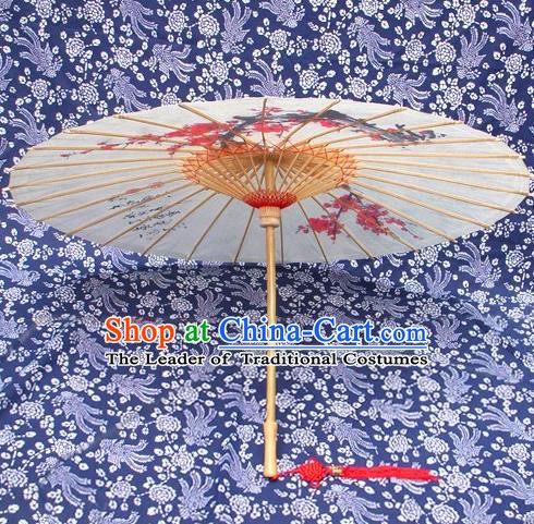 Handmade China Traditional Folk Dance Umbrella Painting Plum Blossom Oil-paper Umbrella Stage Performance Props Umbrellas