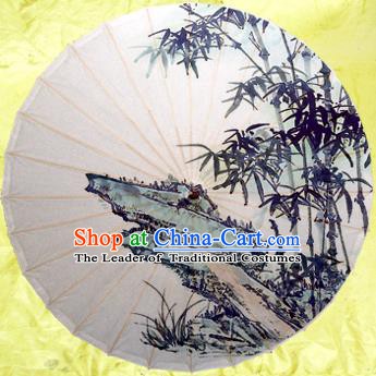 Handmade China Traditional Folk Dance Umbrella Painting Bamboo Stone Oil-paper Umbrella Stage Performance Props Umbrellas
