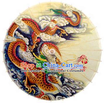 Handmade China Traditional Folk Dance Umbrella Painting Fire Dragon Oil-paper Umbrella Stage Performance Props Umbrellas