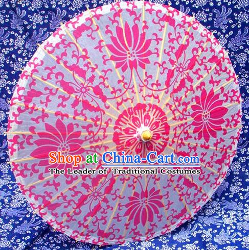 Handmade China Traditional Folk Dance Umbrella Printing Lotus Rosy Oil-paper Umbrella Stage Performance Props Umbrellas
