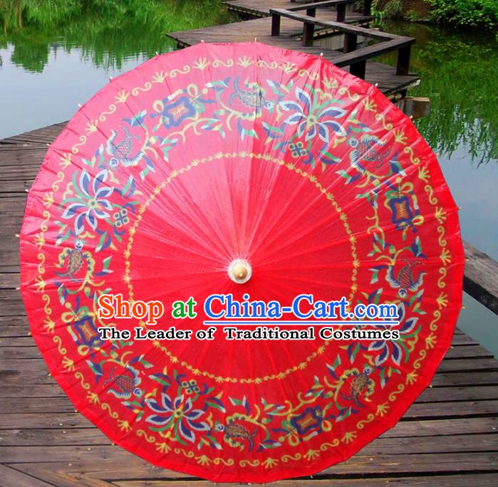 China Traditional Folk Dance Paper Umbrella Hand Painting Red Oil-paper Umbrella Stage Performance Props Umbrellas